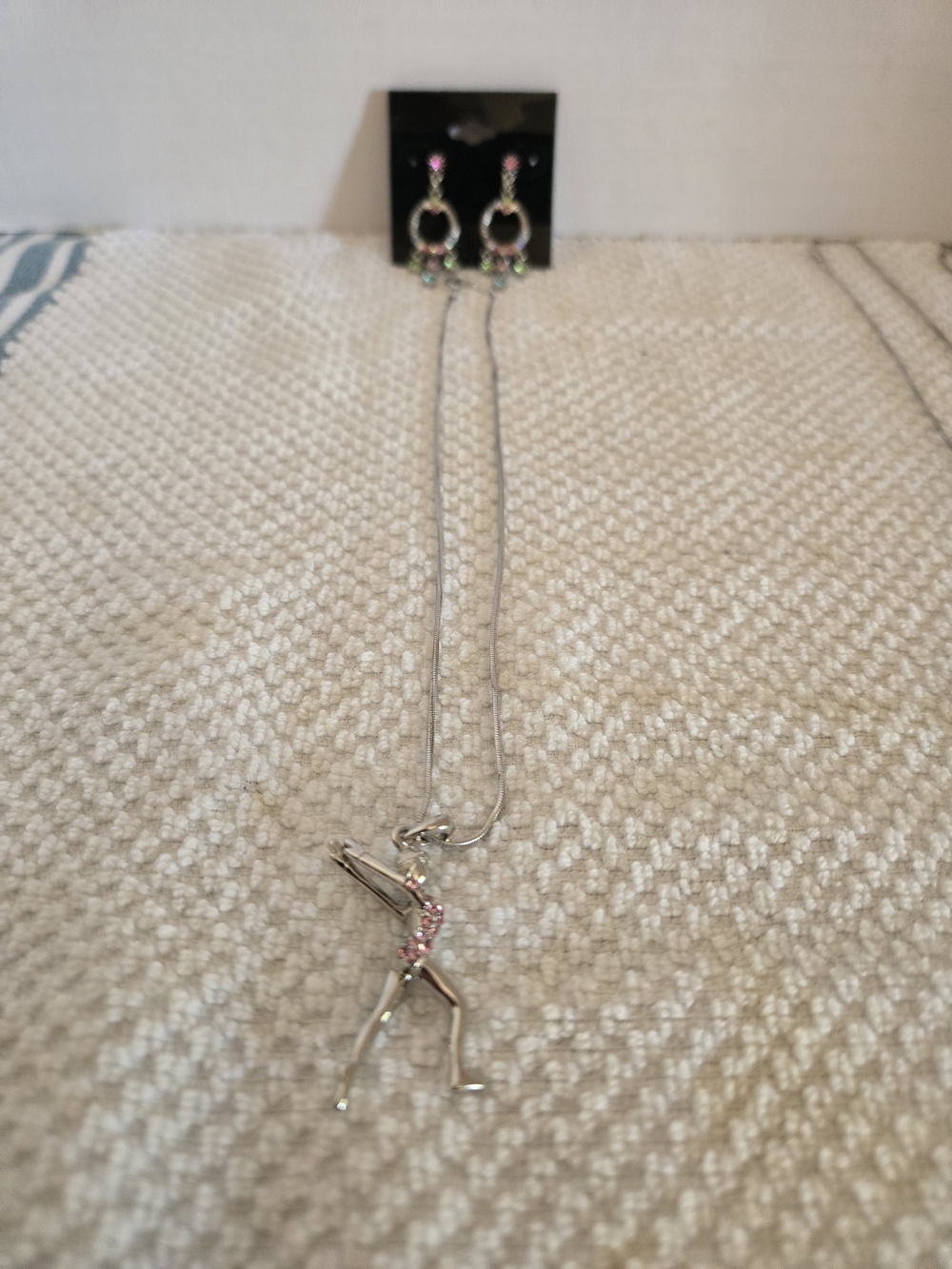 Costume Jewlery Silver and Pink "Gymnast" Pendant